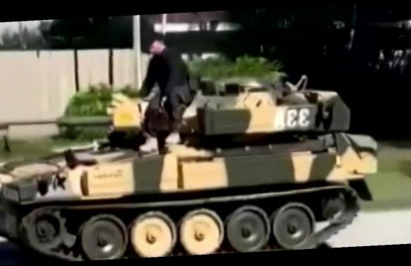 Maniac drives tank around neighbourhood scaring neighbours in disturbing footage