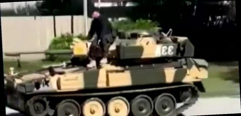 Maniac drives tank around neighbourhood scaring neighbours in disturbing footage