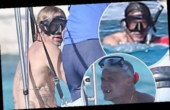 Brad Pitt shows off muscled physique snorkeling in Turks and Caicos