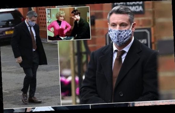 Dean Gaffney pays his respect to Barbara Windsor outside her funeral