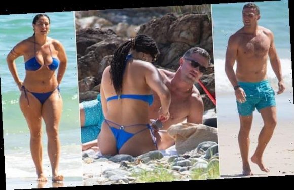 Sam Burgess hits the beach in Byron Bay with model Jessica Vander