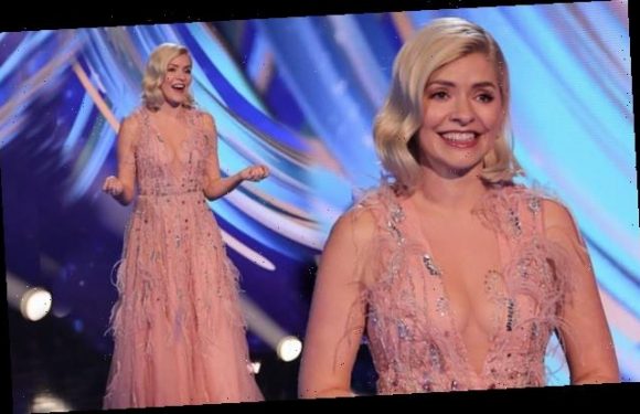 Holly Willoughby exudes glamour in a pink sheer dress for DOI