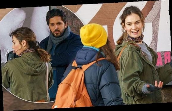 Lily James seen on set of new film after Dominic West scandal