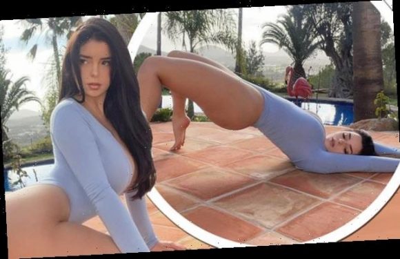 Demi Rose shows off her hourglass curves in a thong leotard