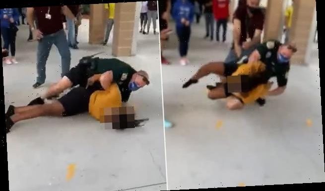 Moment Florida cop slam female student headfirst onto concrete floor