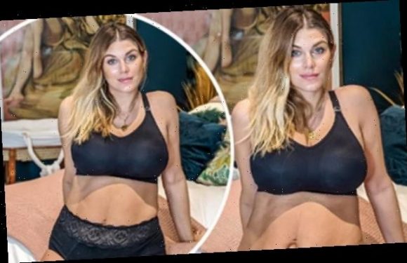 Ashley James proudly displays her post-part figure in lingerie
