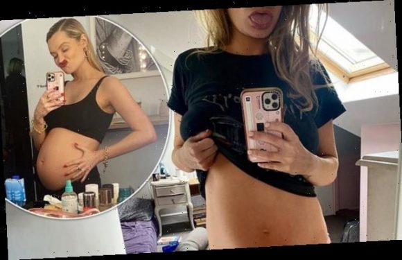 'Coming soon': Pregnant Laura Whitmore displays her growing baby bump