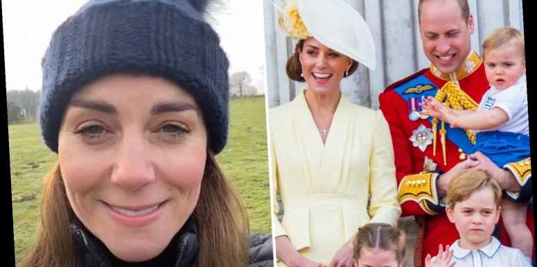 Mum-of-three Kate Middleton looks freezing in bobble hat as she urges parents to 'look after themselves' in lockdown
