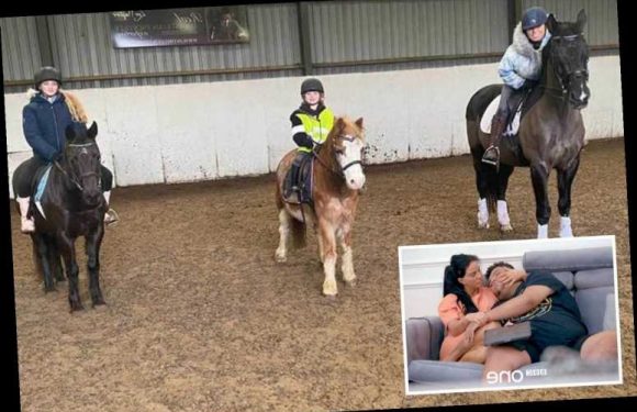 Katie Price goes horse riding as she spends quality time with her two daughters after 'groundbreaking' Harvey doc