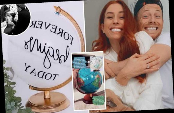 Stacey Solomon has 'goosebumps' as she starts wedding preparations and completes her unusual globe guestbook