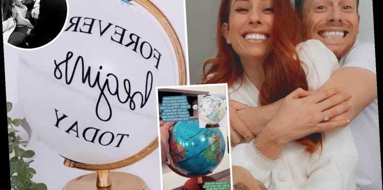 Stacey Solomon has 'goosebumps' as she starts wedding preparations and completes her unusual globe guestbook