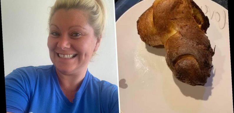 Mum's homemade Yorkshire puddings emerge from the oven looking very rude – leaving her pals in hysterics