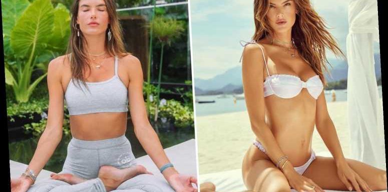 Alessandra Ambrosio shows off figure in frilly bikini from her swimwear line