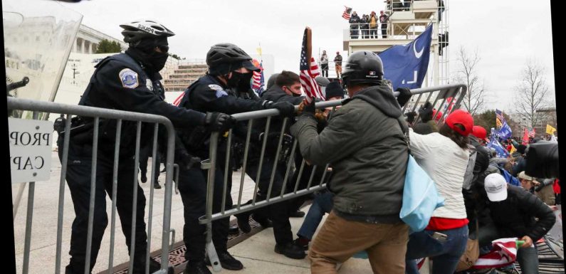 Hundreds of ‘Trump fans’ STORM Capitol building grounds, rip down fences and fight police in shock footage