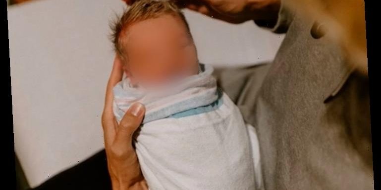 Mum left gobsmacked after baby is born with a full head of blonde hair after her husband was adamant he’d be bald