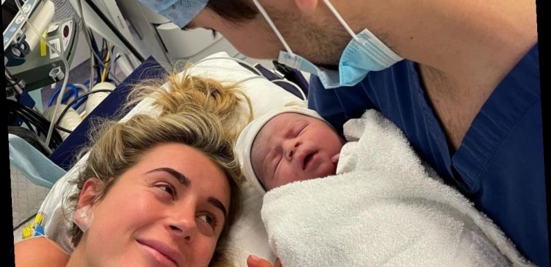 New mum Dani Dyer heads out for first walk since giving birth to baby Santiago