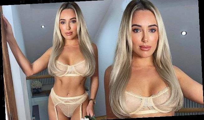 TOWIE's Amber Turner showcases her curves in cream sheer lingerie