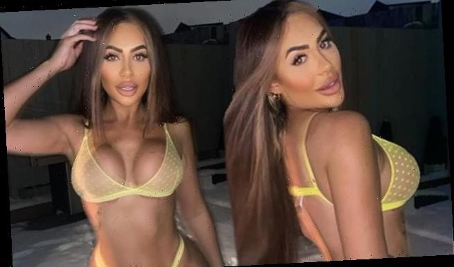 Chloe Ferry strips down to her underwear as she poses in the SNOW
