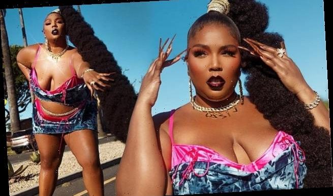 Lizzo radiates models sexy 80s look with an impossibly long ponytail