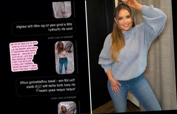 Jacqueline Jossa shares cruel messages from vile trolls who called her 'chunky' after half a stone weight loss