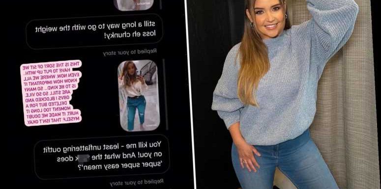 Jacqueline Jossa shares cruel messages from vile trolls who called her 'chunky' after half a stone weight loss