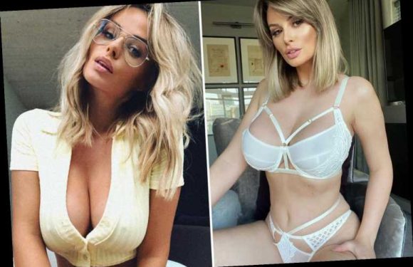 Rhian Sugden shows off sizzling specs appeal in glasses and VERY low-cut top