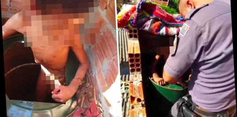 Boy, 11, chained up in barrel and forced to stand in his own excrement by evil family