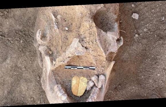 Archaeologists have discovered an Egyptian mummy buried with a golden tongue
