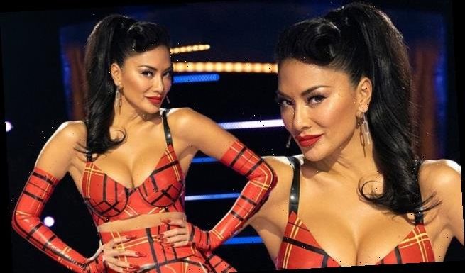 Nicole Scherzinger sizzles in a racy patterned PVC co-ord