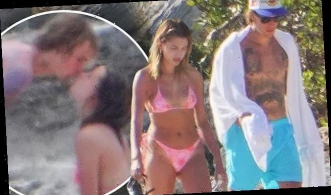 Justin Bieber kisses bikini-clad wife Hailey in Turks and Caicos