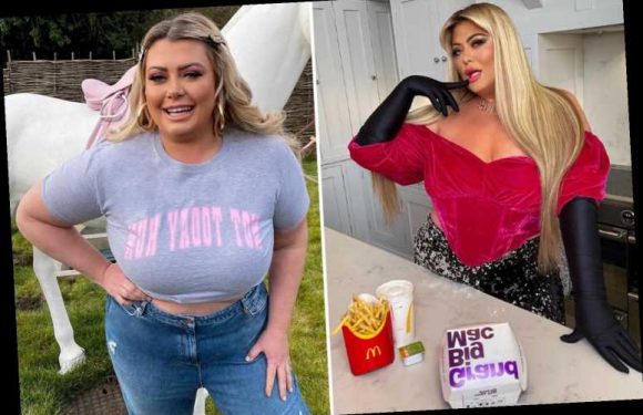 Gemma Collins looks incredible as she poses in pink velvet corset top to enjoy a McDonalds