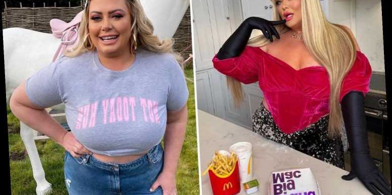 Gemma Collins looks incredible as she poses in pink velvet corset top to enjoy a McDonalds
