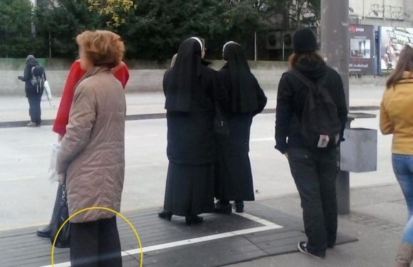 ‘Ghost with see-through’ legs caught on camera waiting behind nuns at bus stop