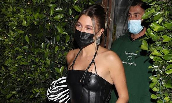 Hailey Baldwin Stuns In Racy Leather Corset & Matching Pants For Dinner Date In Santa Monica — Pic