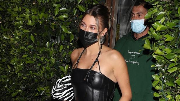 Hailey Baldwin Stuns In Racy Leather Corset & Matching Pants For Dinner Date In Santa Monica — Pic