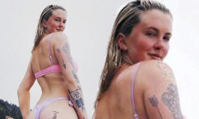 Ireland Baldwin poses in a bikini to show off new 'Yeehaw' tattoo