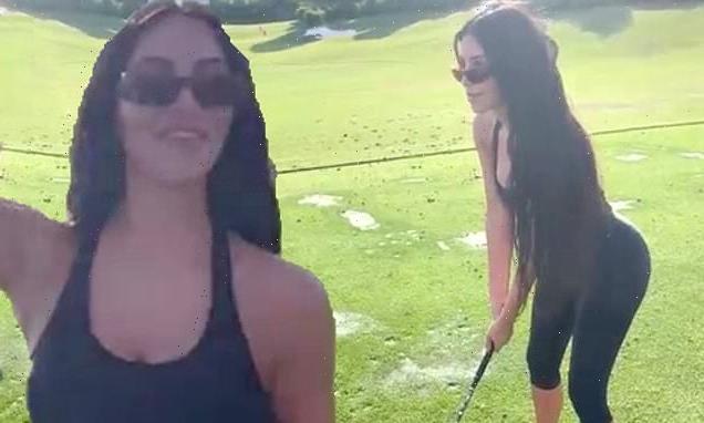 Kim Kardashian shares videos of her golfing to her Instagram Story