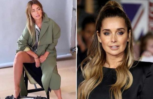 Louise Redknapp flashes her thigh in daring trench coat as she shares behind-the-scenes glimpse at photoshoot
