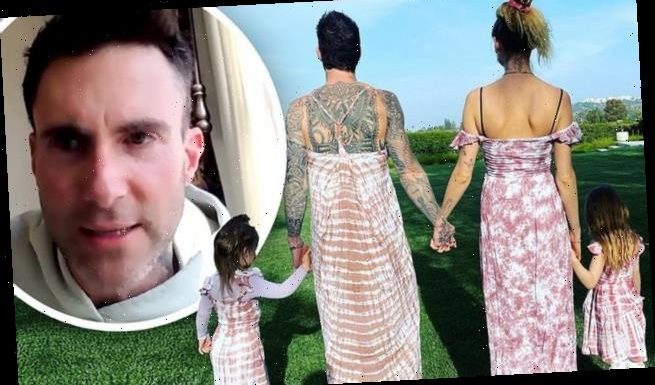 Adam Levine wears a dress to match his wife and two daughters