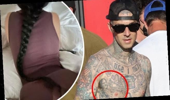 Travis Barker gets Kourtney Kardashian's name TATTOOED on his chest