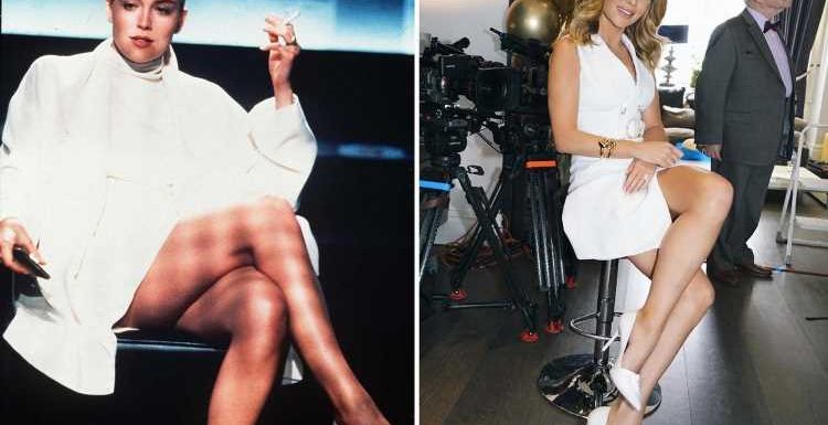 Amanda Holden channel's Sharon Stone in Basic Instinct wearing very sexy white dress