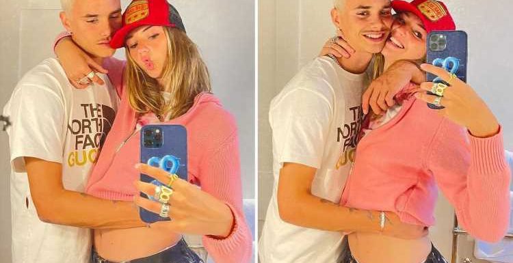 David and Victoria Beckham's son Romeo, 18, sparks rumours his model girlfriend Mia Regan is PREGNANT with loved up snap