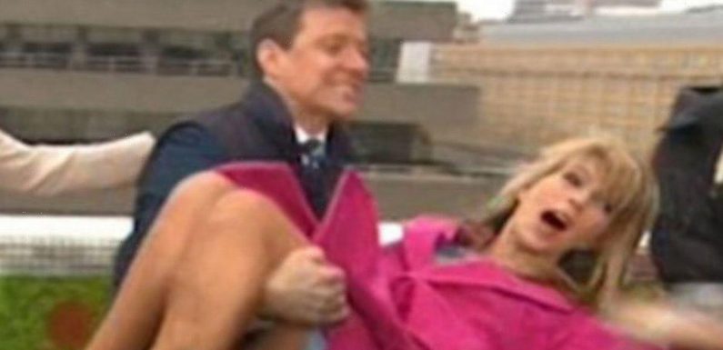Kate Garraway flashes her crotchless knickers live on TV