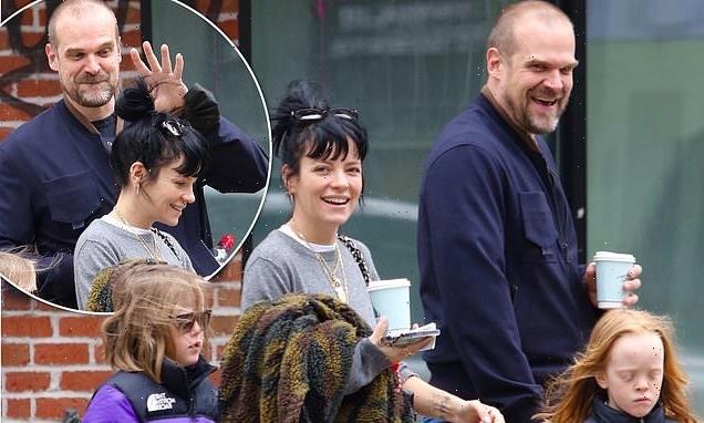 Lily Allen steps out on her birthday with David Harbour and her kids