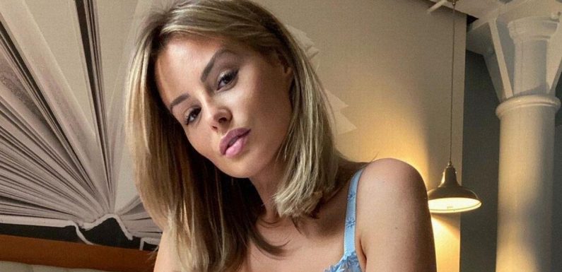 Rhian Sugden risks overexposure in paper-thin bra and sheer blue underwear