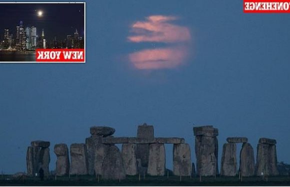 Super Flower Moon dazzles the early morning skies around the world