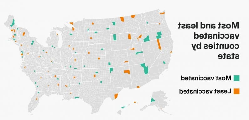 The most and least vaccinated counties in each US state, mapped