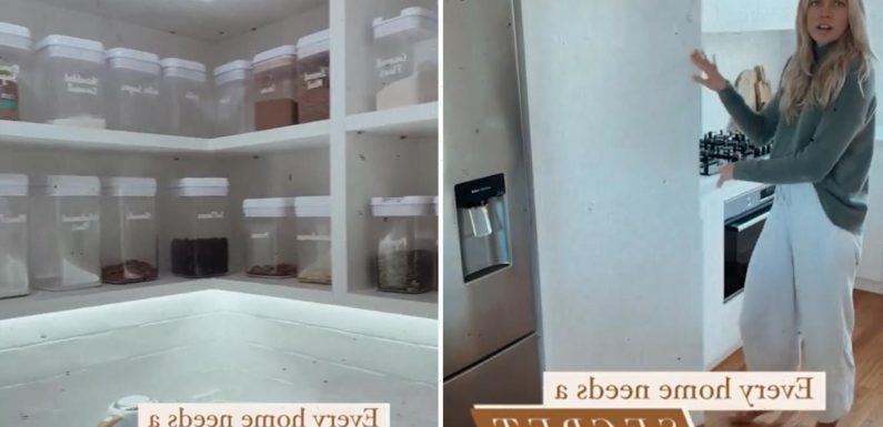 Woman reveals her enviable 'secret' walk-in pantry behind a hidden door in her kitchen – and it's immaculately organised