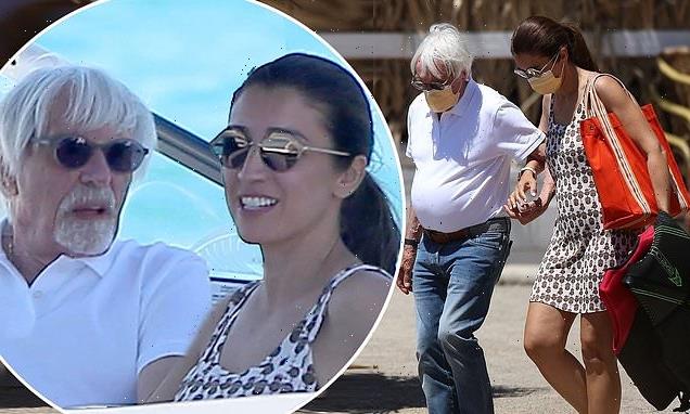 Bernie Ecclestone, 90, walks with wife Fabiana Flosi, 44, in Ibiza