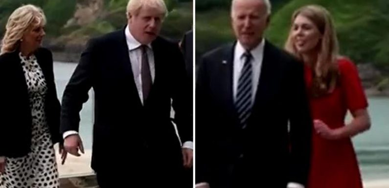 Did Boris Johnson almost hold hands with Joe Biden's wife as new wife Carrie lingers in the background at G7 love-in?